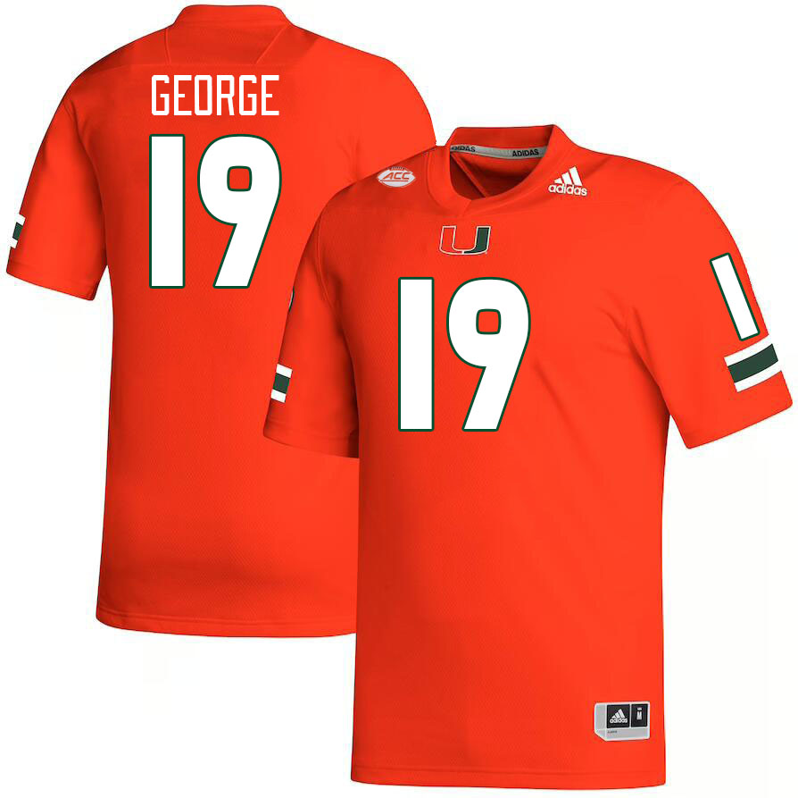 Men #19 Jayden George Miami Hurricanes College Football Jerseys Stitched-Orange